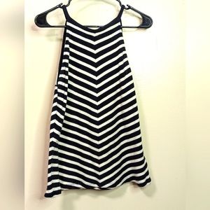 Anthropologie Maeve Melany Knit Halter Tank Top Navy Blue White Stripe  Cotton M